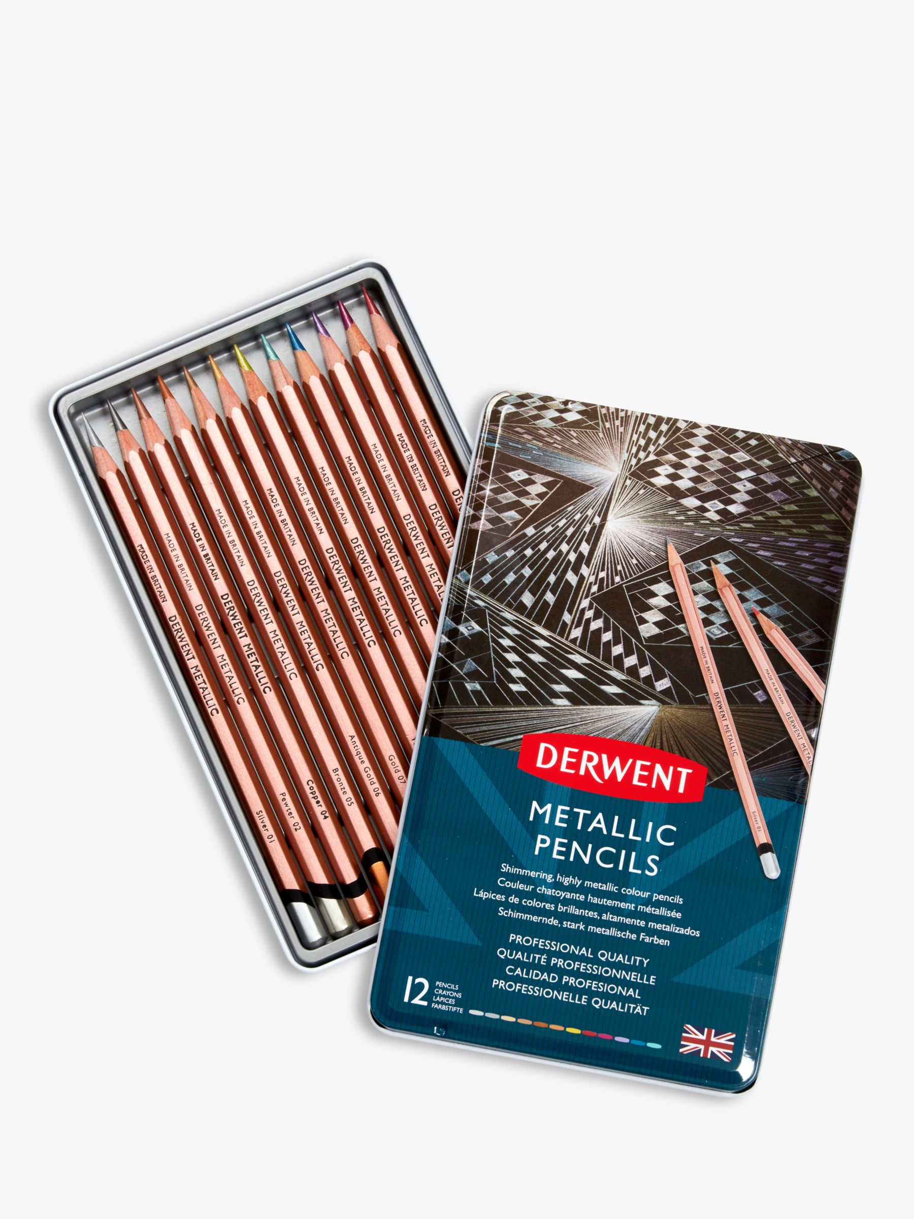 Derwent Metallic Pencils, Pack of 12