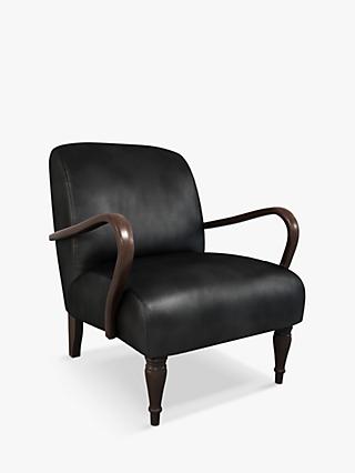 Lounge Range, John Lewis Lounge Leather Armchair, Dark Leg, Contempo Black