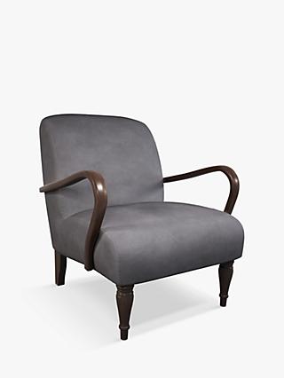 Lounge Range, John Lewis Lounge Leather Armchair, Dark Leg, Soft Touch Grey