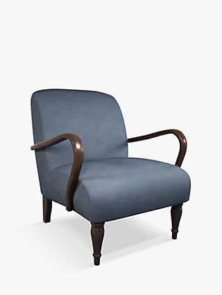 Lounge Range, John Lewis Lounge Leather Armchair, Dark Leg, Soft Touch Blue