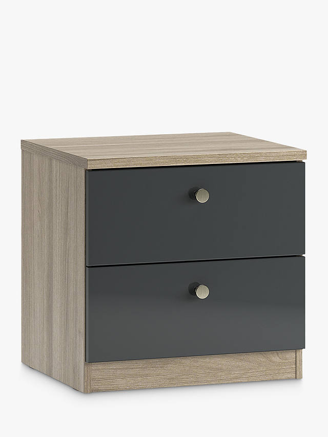 ANYDAY John Lewis & Partners Mix it Bedside Table, Grey Ash/Gloss Steel