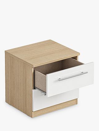 ANYDAY John Lewis & Partners Mix it Bedside Table, Natural/Gloss White