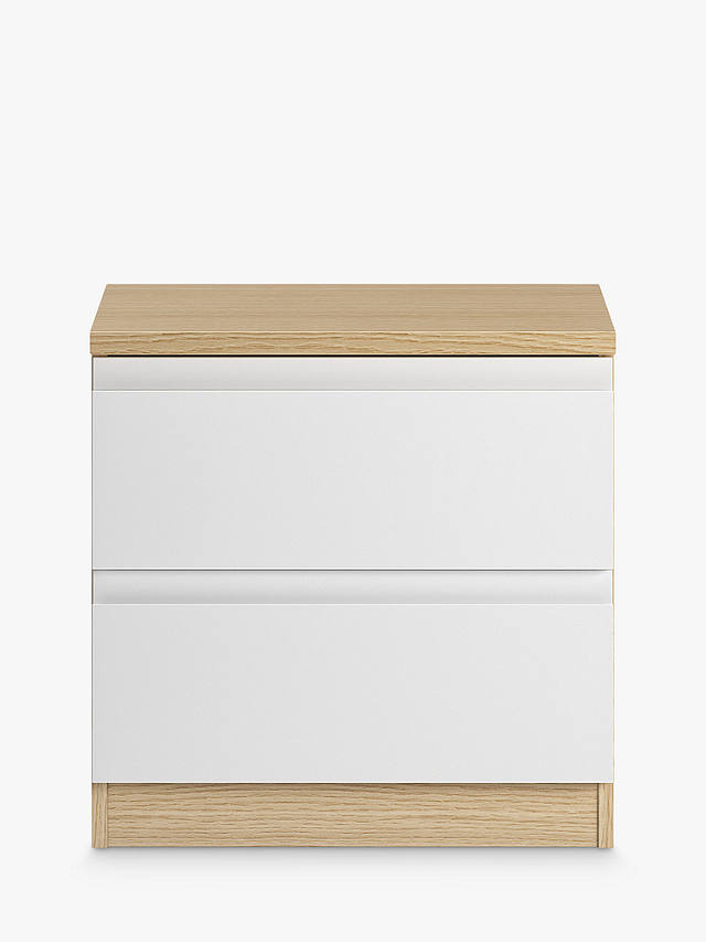 John Lewis ANYDAY Mix it Bedside Table, Natural/Gloss White