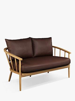 Croft Collection Frome Leather Loveseat, Light Leg
