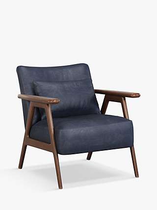 John Lewis & Partners Hendricks Leather Armchair, Dark Wood Frame