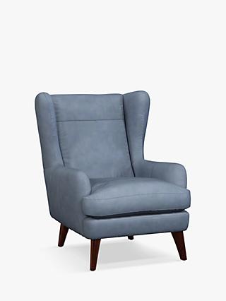 Bergen Range, John Lewis Bergen Leather Armchair, Dark Leg, Soft Touch Blue