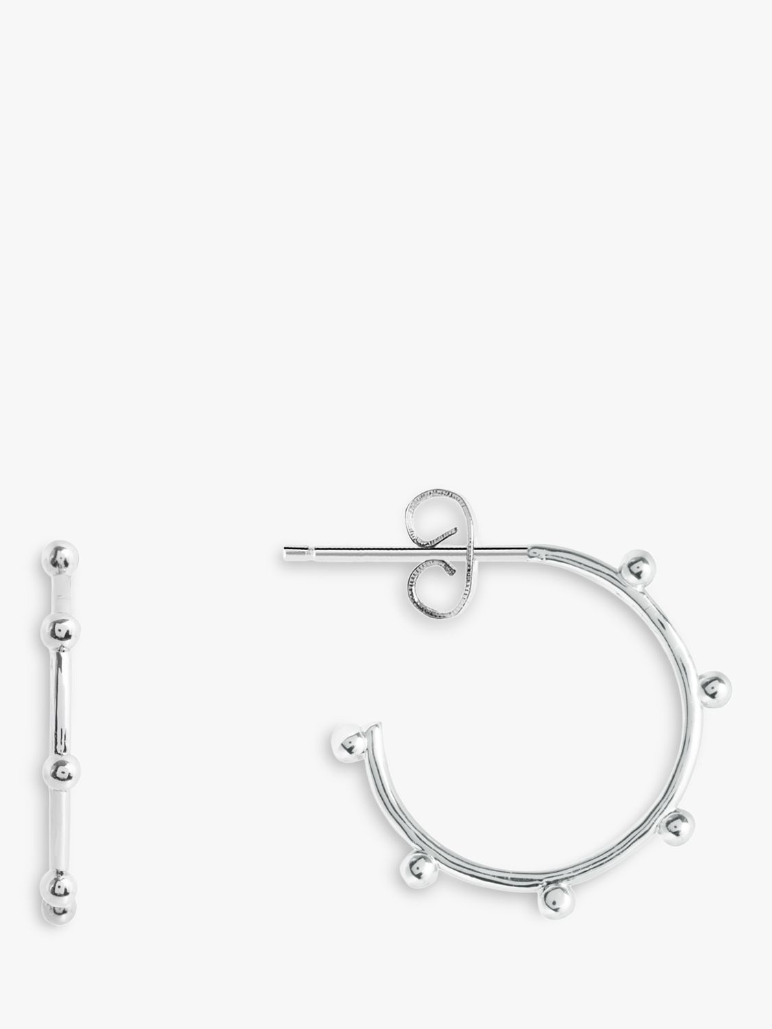 Joma Jewellery Beaded Hoop Earrings, Silver at John Lewis & Partners