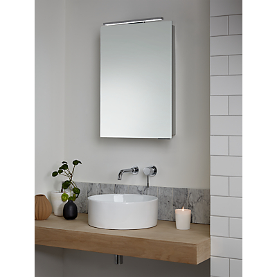 John Lewis & Partners Ariel Single Mirrored and Illuminated Bathroom Cabinet