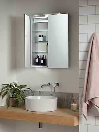 John Lewis Partners Ariel Double, Bathroom Vanity Mirror Cupboard