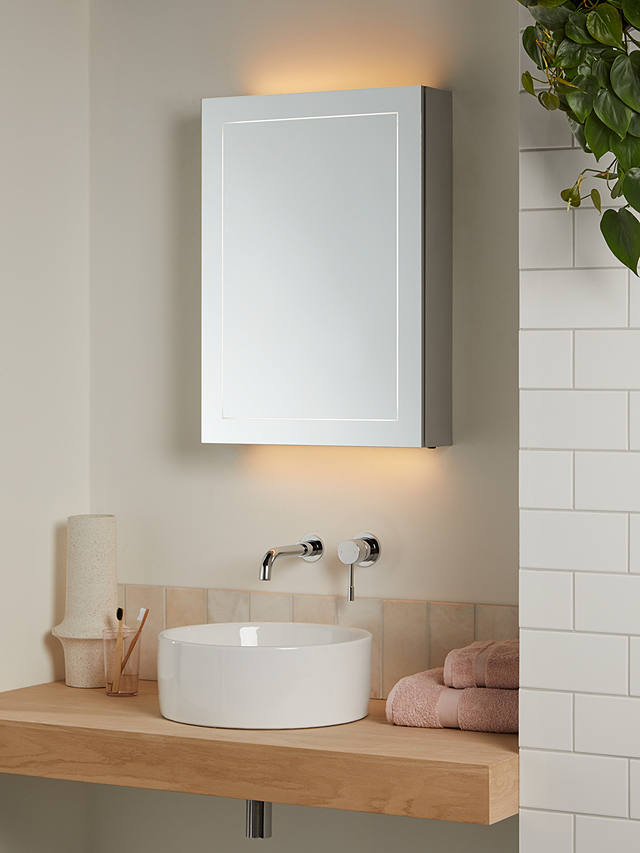 Illuminated Bathroom Cabinet, Slimline Bathroom Mirror Cabinet With Shaver Socket