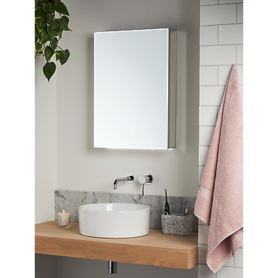 John Lewis & Partners Aspect Single Mirrored and Illuminated Bathroom Cabinet