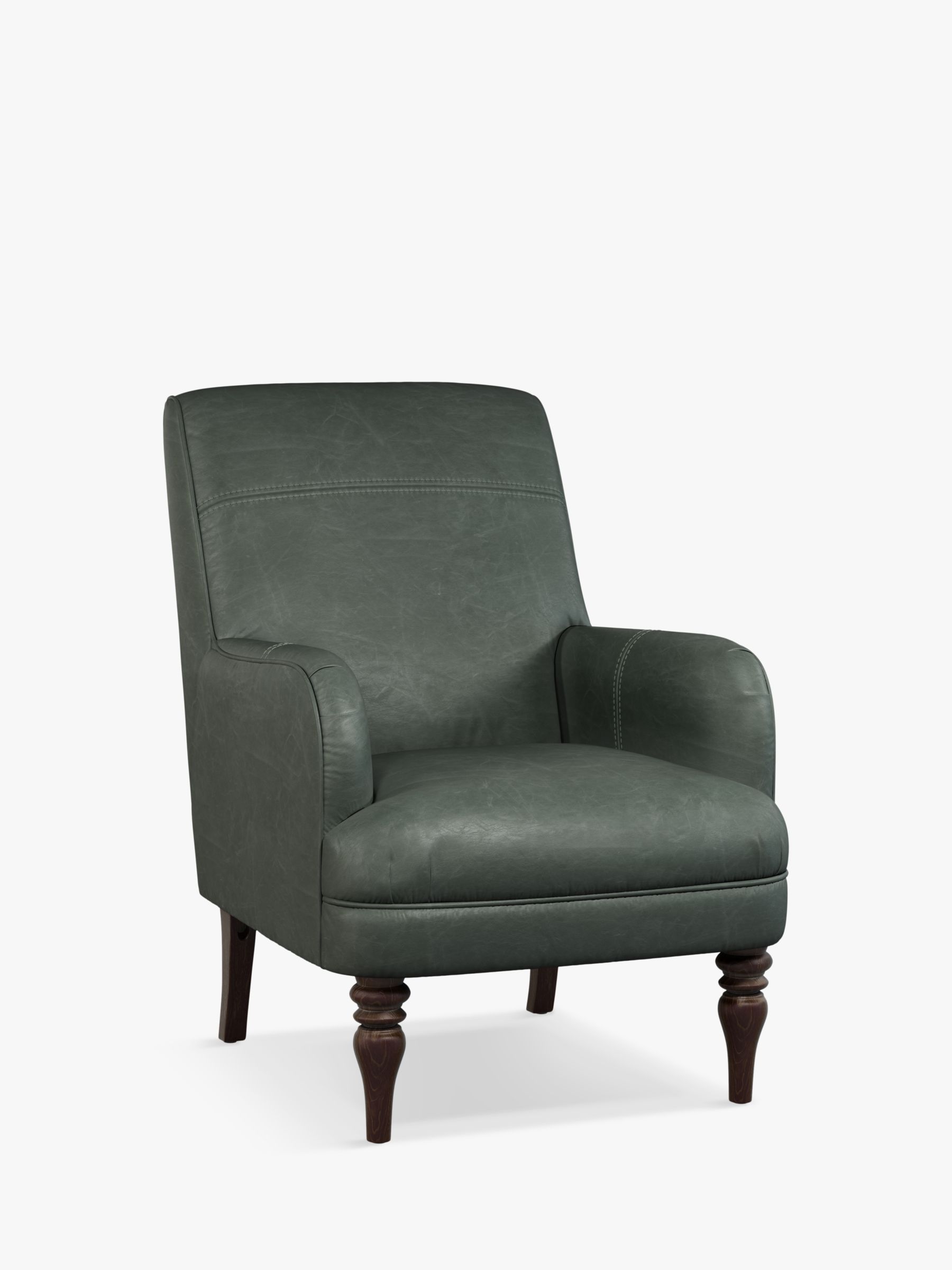 John Lewis Sterling Leather Armchair, Dark Leg