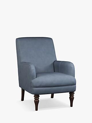 Sterling Range, John Lewis Sterling Leather Armchair, Dark Leg, Soft Touch Blue