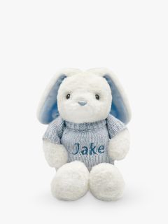 Babyblooms Luxury Baby Clothes Bouquet and Personalised Baby Bunny Soft Toy, Light Blue