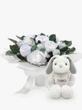 Babyblooms Luxury Baby Clothes Bouquet and Personalised Baby Bunny Soft Toy, White