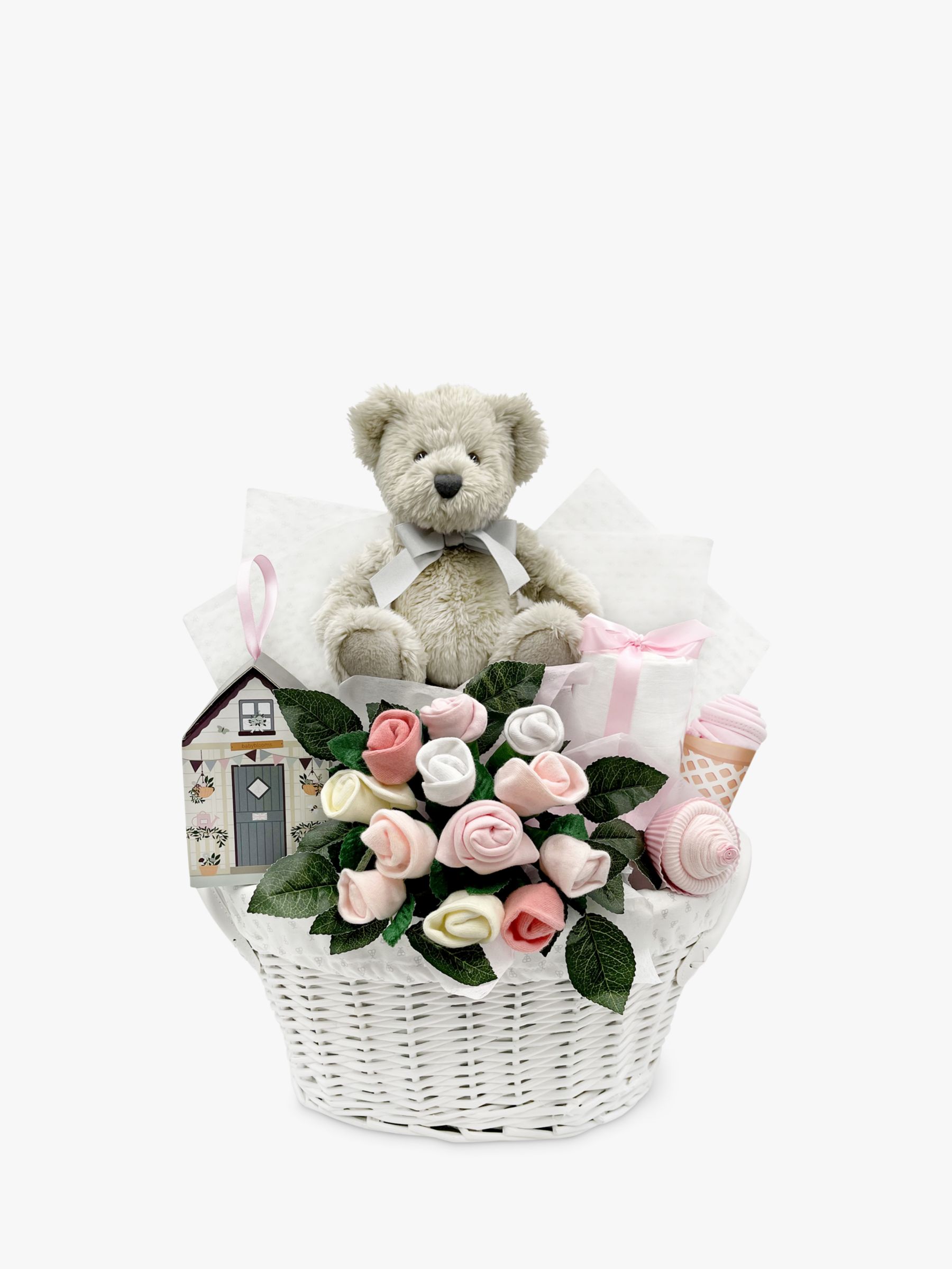 Babyblooms Bertie Bear's New Baby Gift Basket, Light Pink ...