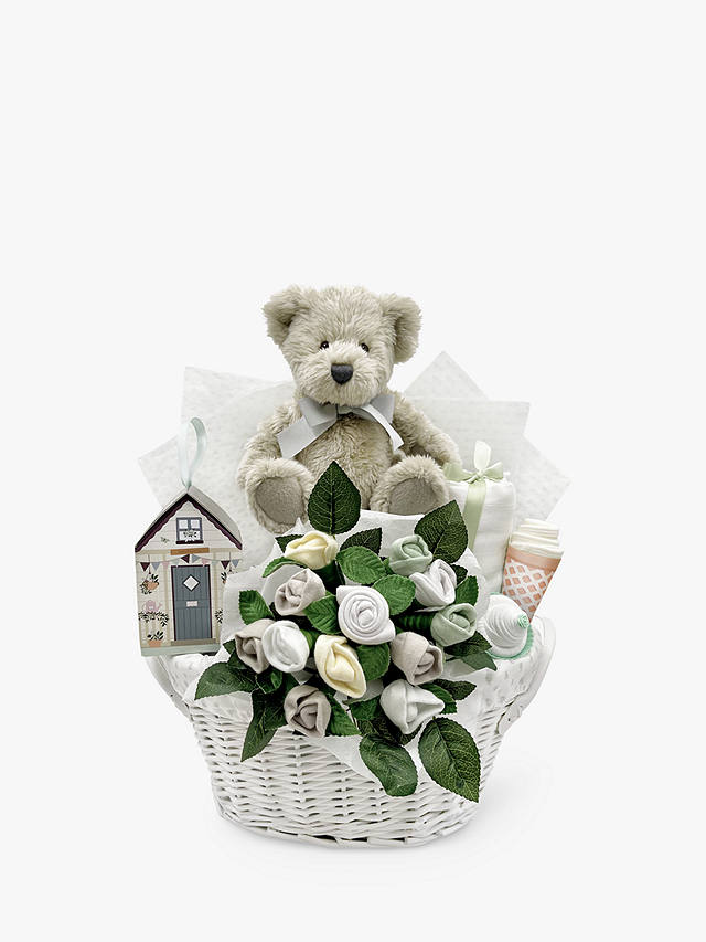 Babyblooms Berkeley Bear’s New Baby Gift Basket, White