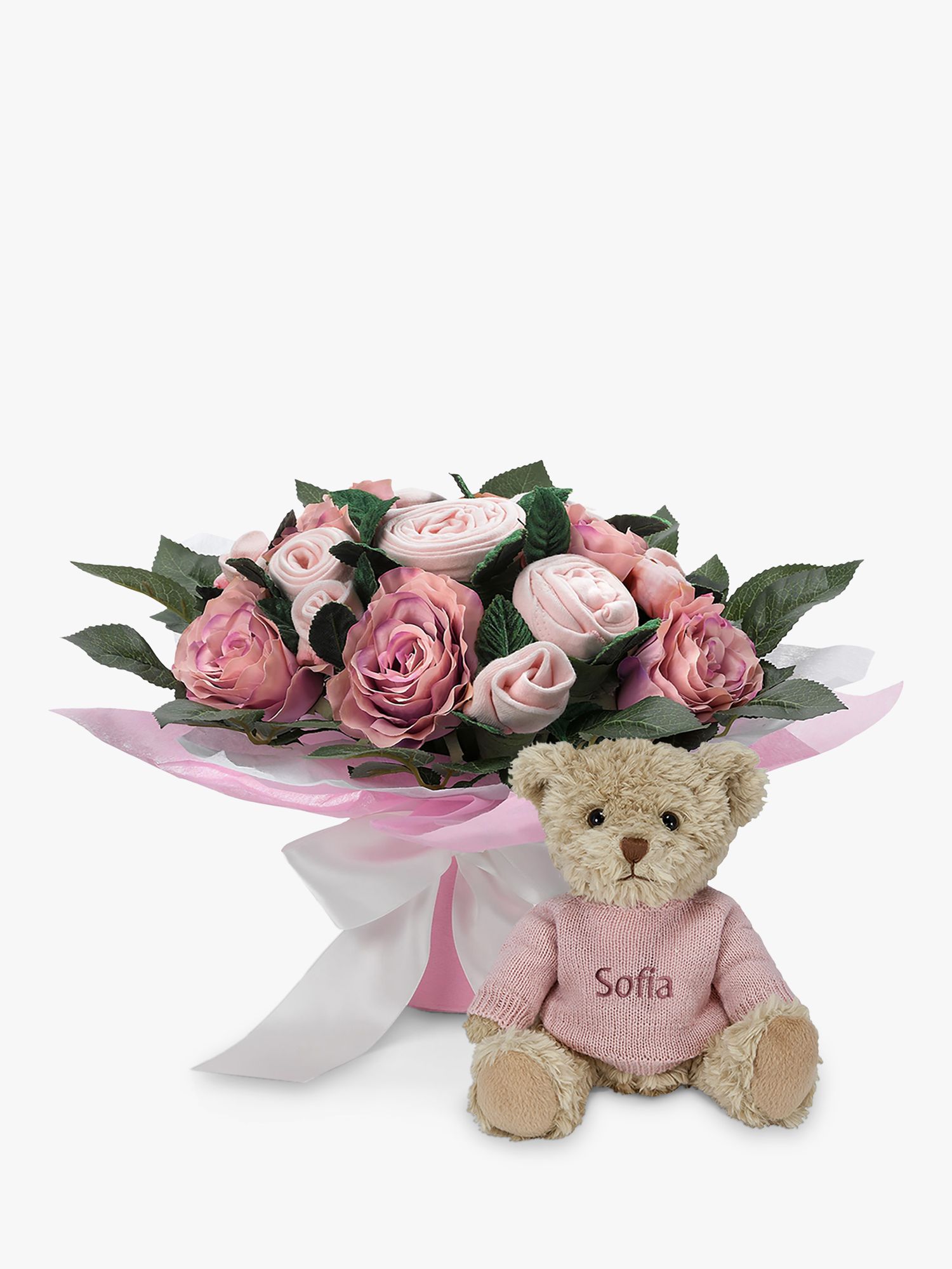 Babyblooms Luxury Baby Clothes Bouquet and Personalised Bertie Bear Soft Toy review