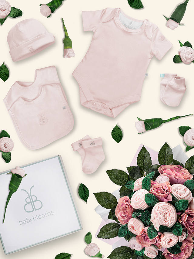 Babyblooms Luxury Baby Clothes Bouquet and Personalised Baby Bunny Soft Toyc