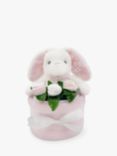 Babyblooms Blanket Cake with Personalised Baby Bunny Soft Toy, Light Pink