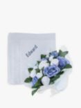 Babyblooms Luxury Baby Clothes Bouquet and Personalised Baby Blanket, Light Blue