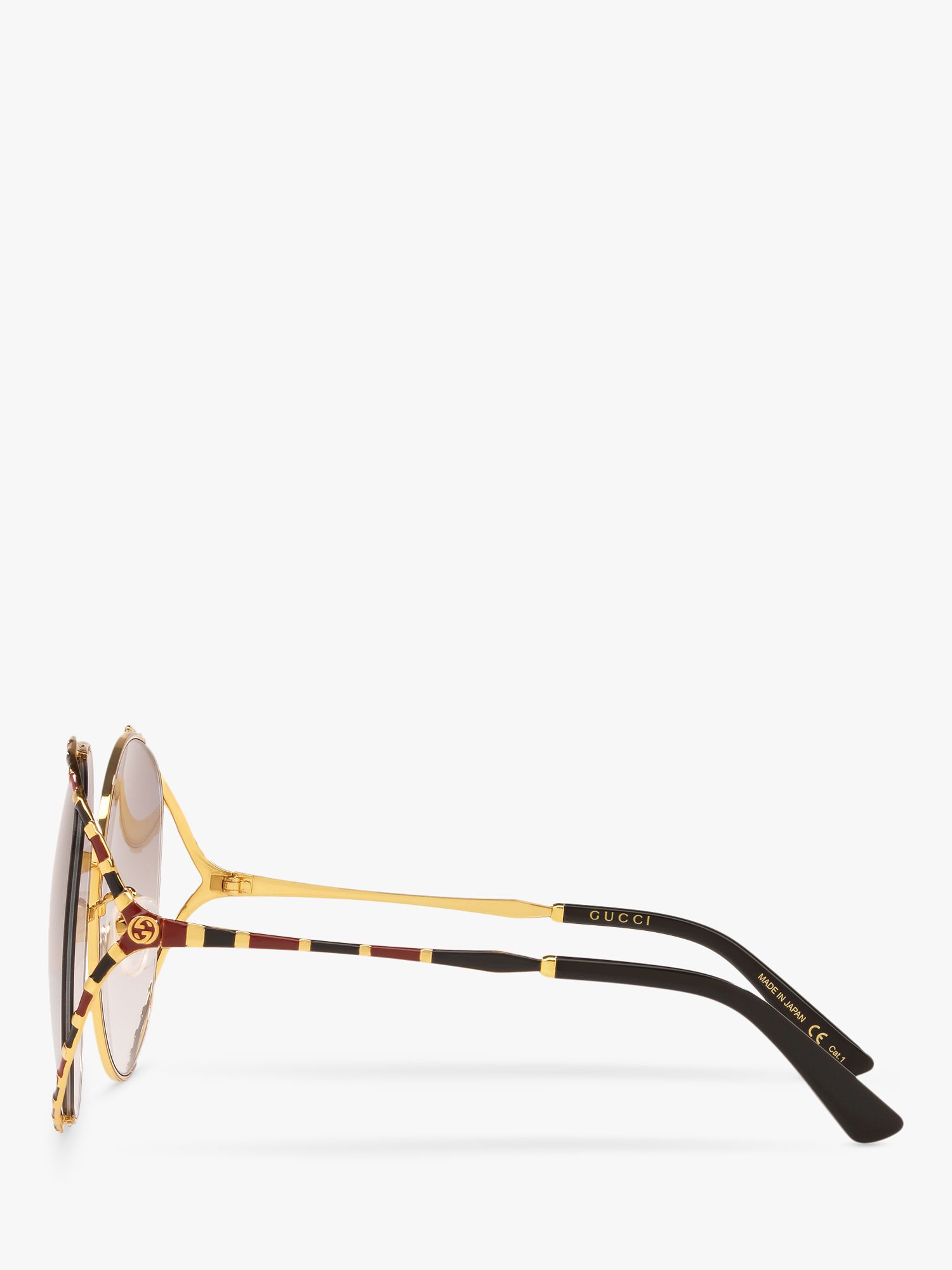 Gucci GG0595S Women's Oversized Oval Sunglasses, Gold/Beige Gradient at ...