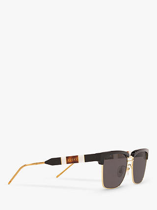 Gucci GG0603S Men's Rectangular Sunglasses, Black/Grey