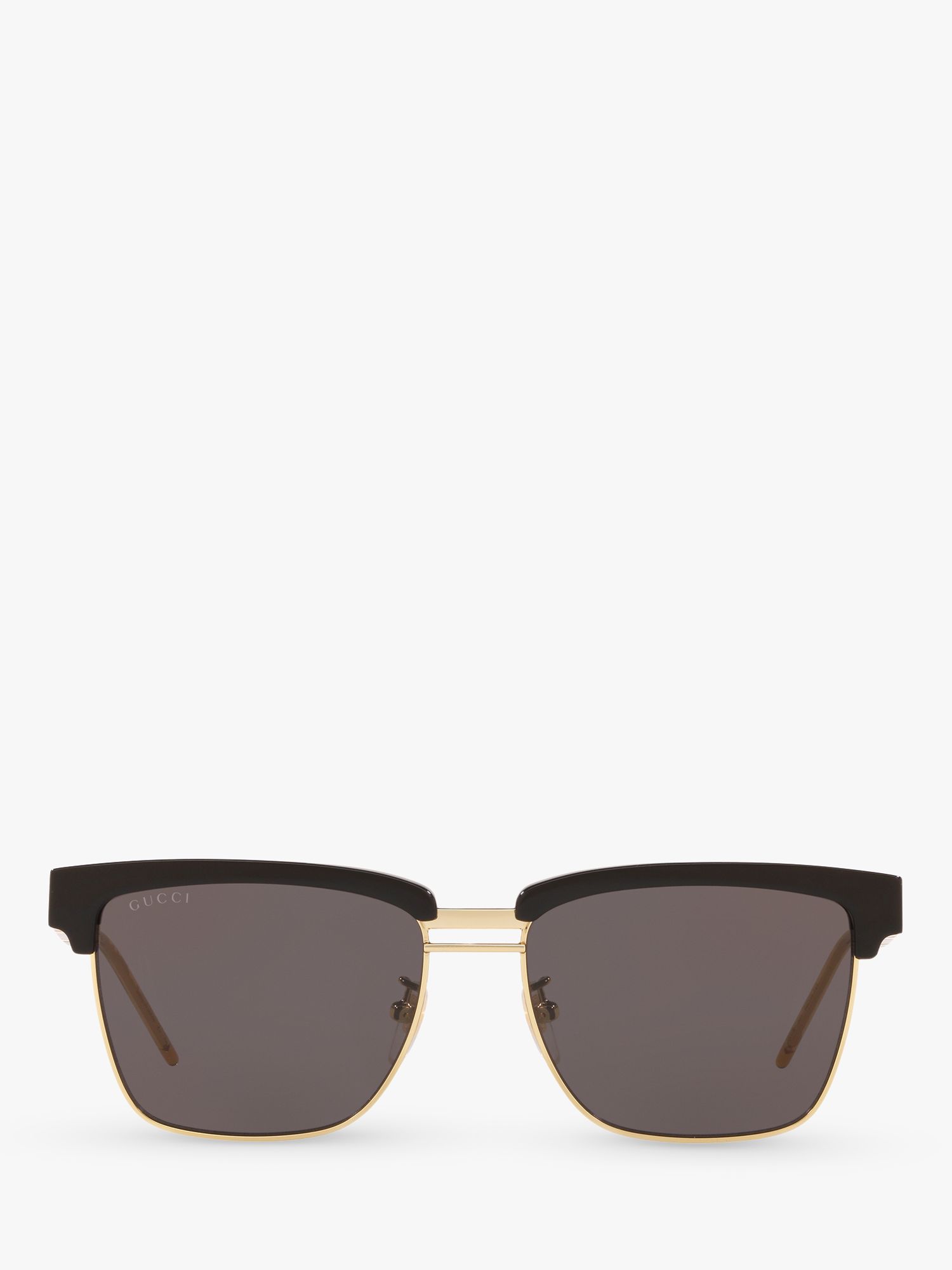 Gucci GG0603S Men's Rectangular Sunglasses, Black/Grey at John Lewis ...