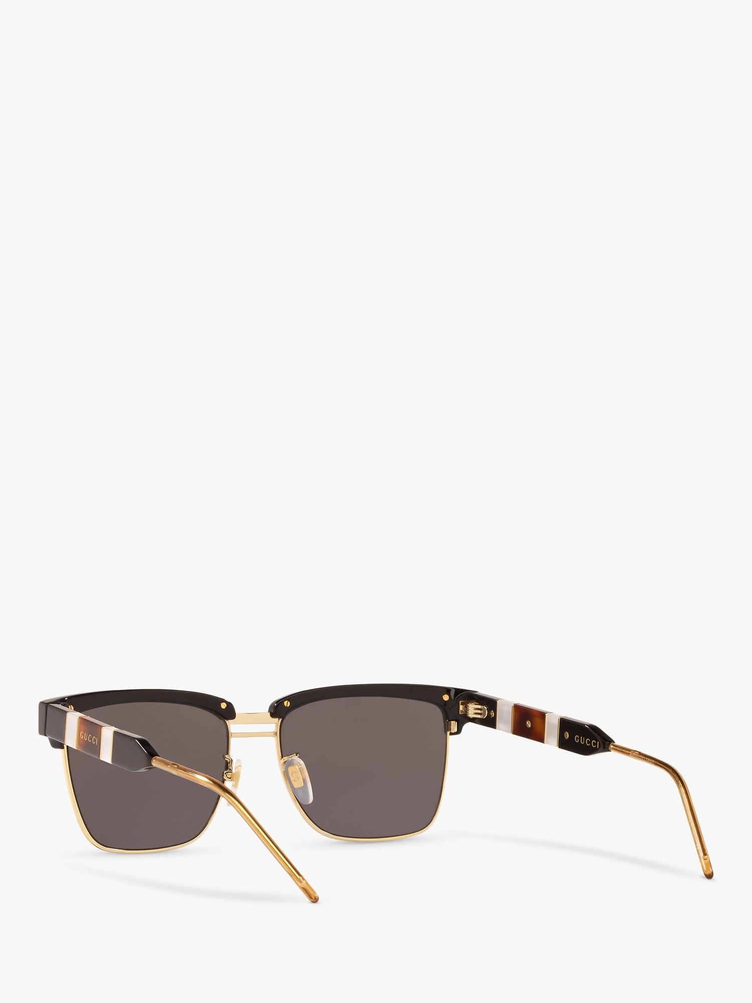 Gucci GG0603S Men's Rectangular Sunglasses, Black/Grey at John Lewis ...