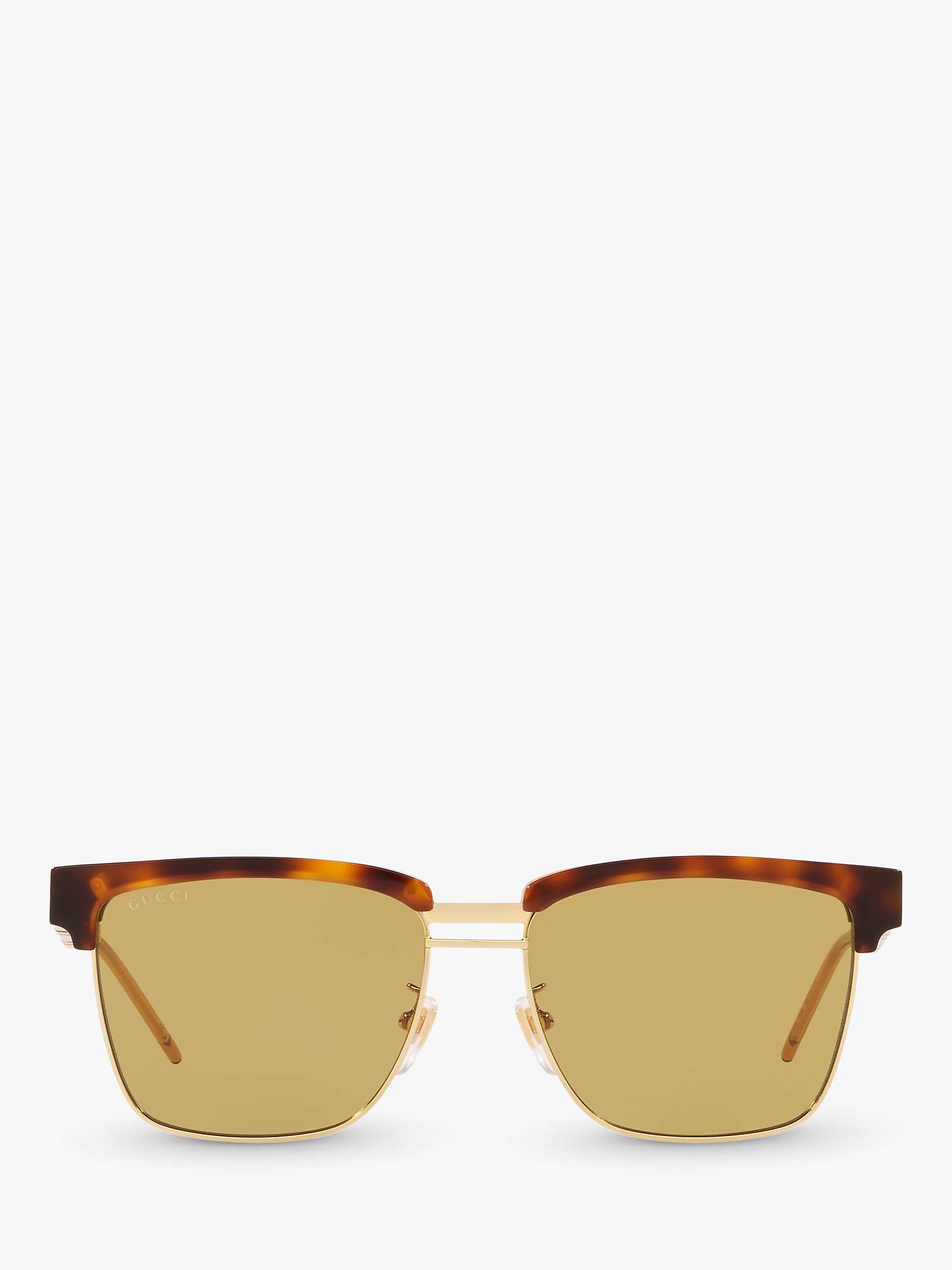 Gucci GG0603S Men's Rectangular Sunglasses, Tortoise/Yellow at John ...