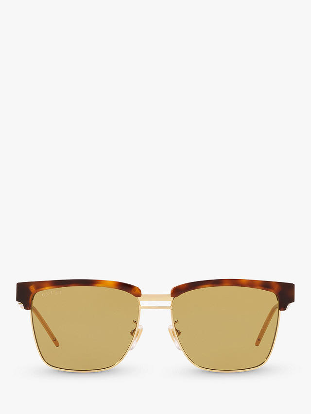 Gucci GG0603S Men's Rectangular Sunglasses, Tortoise/Yellow