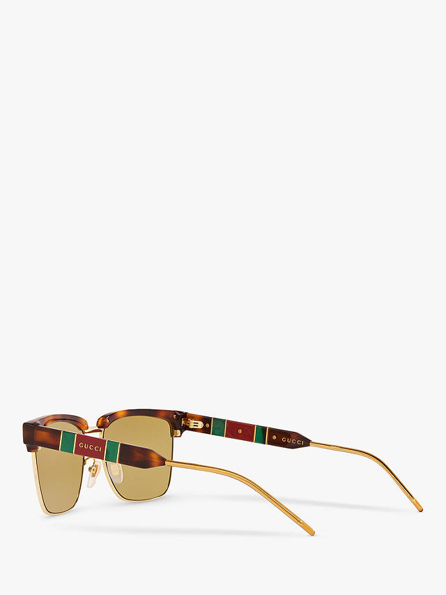 Gucci GG0603S Men's Rectangular Sunglasses, Tortoise/Yellow