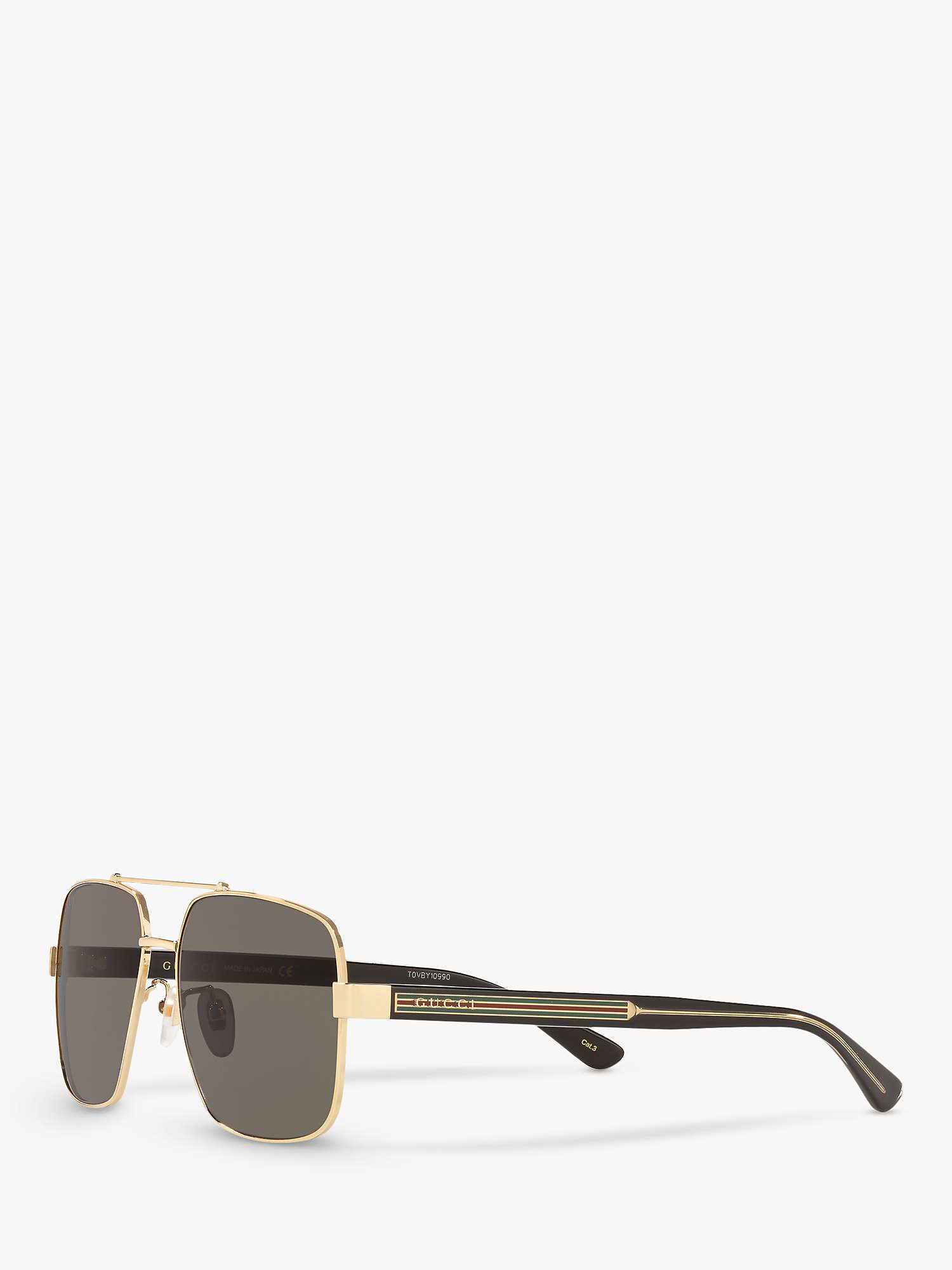 Gucci GG0529S Men's Square Sunglasses, Gold/Grey at John Lewis & Partners