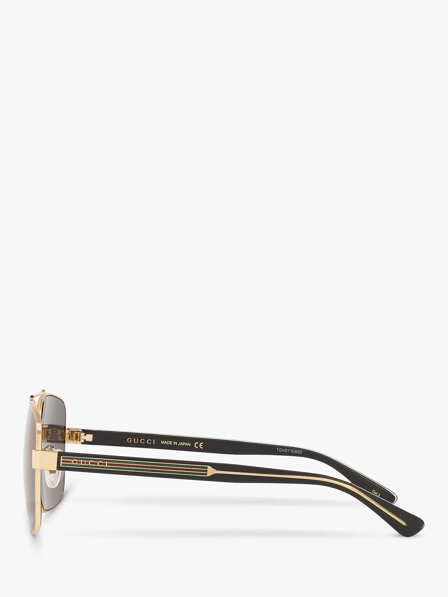 Gucci GG0529S Men's Square Sunglasses, Gold/Grey at John Lewis & Partners