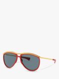 Ray-Ban RB2219 Women's Aviator Sunglasses, Red/Grey