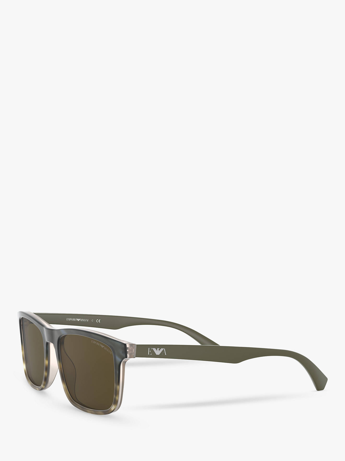 Emporio Armani EA4137 Men's Rectangular Sunglasses, Matte Khaki/Brown ...