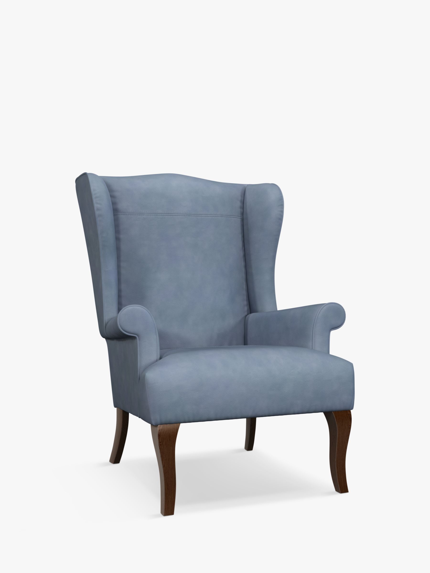 Shaftesbury Range, John Lewis Shaftesbury Leather Wing Chair, Dark Leg, Soft Touch Blue