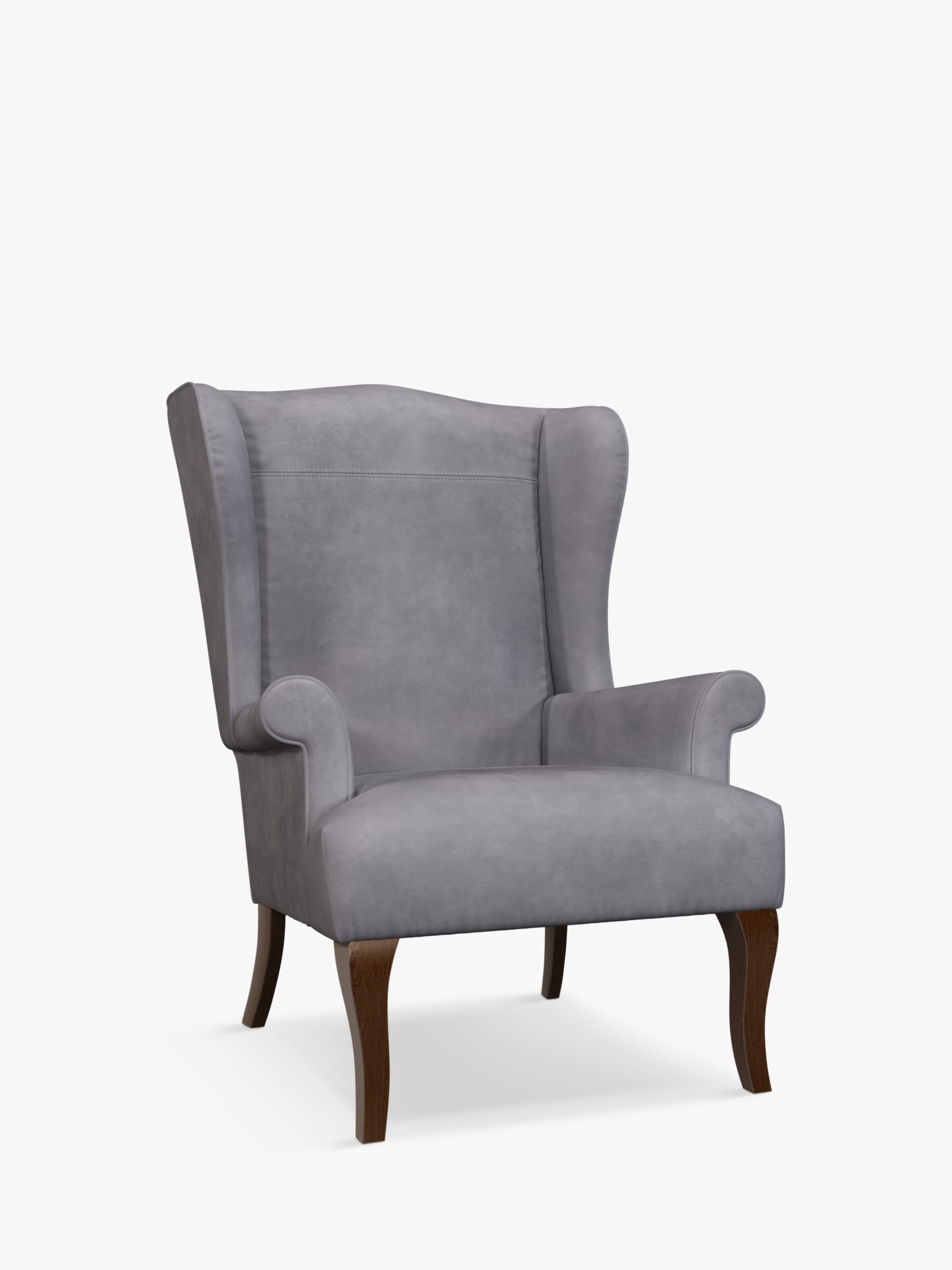 Shaftesbury Range, John Lewis Shaftesbury Leather Wing Chair, Dark Leg, Soft Touch Grey
