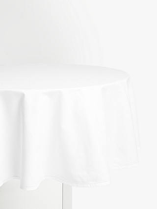 John Lewis & Partners Hem Stitch Round Cotton Tablecloth, Dia.180cm