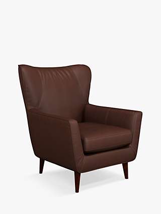 John Lewis & Partners Thomas Leather Wing Chair, Dark Leg