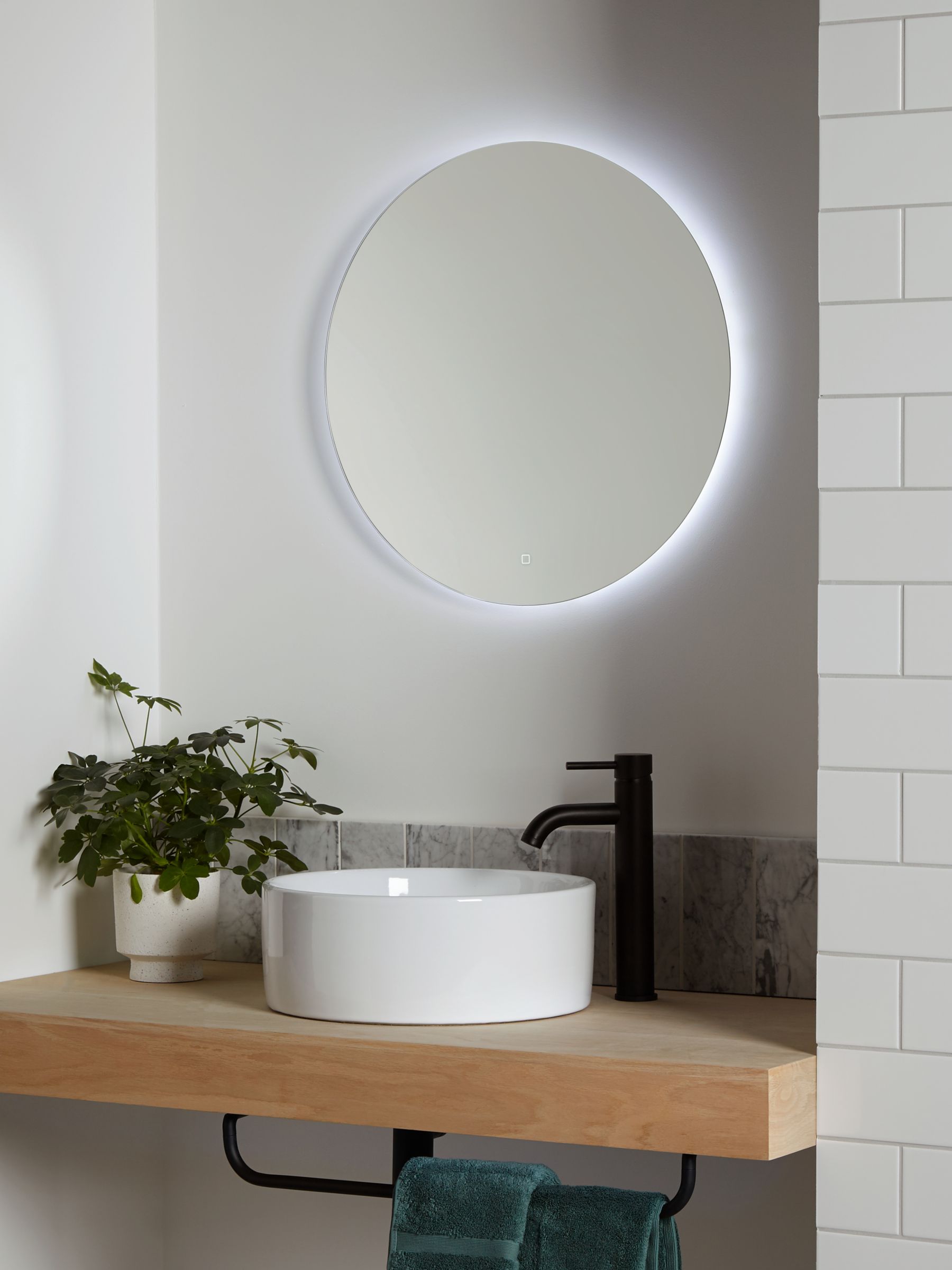 John Lewis Partners Halo Wall Mounted, Large Round Mirror With Light Behind