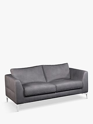 Belgrave Range, John Lewis Belgrave Medium 2 Seater Leather Sofa, Metal Leg, Soft Touch Grey
