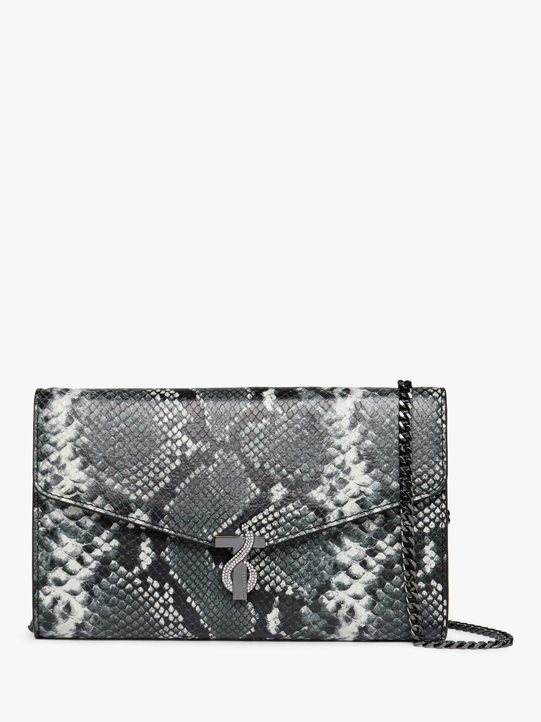 grey snakeskin clutch