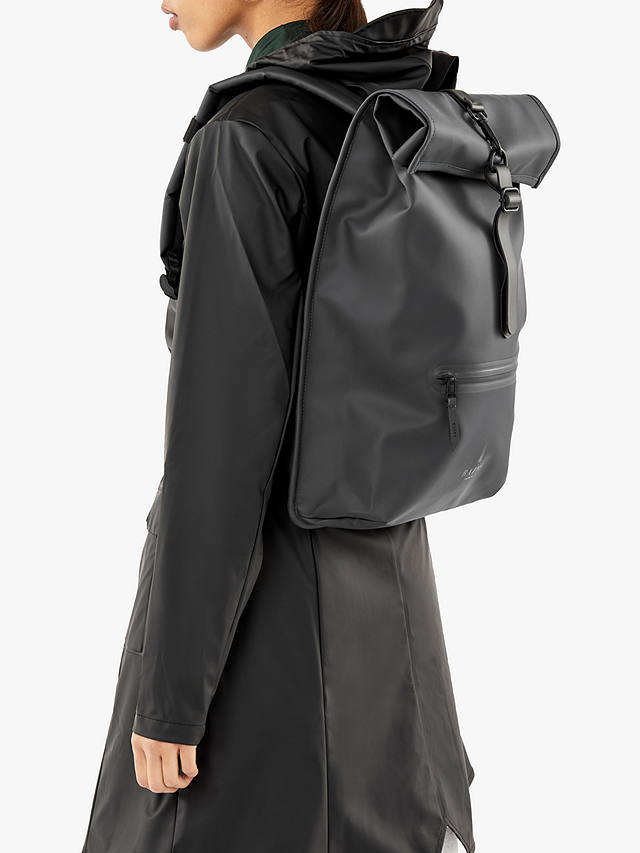 Rains Rolltop Water Resistant Backpack, Black