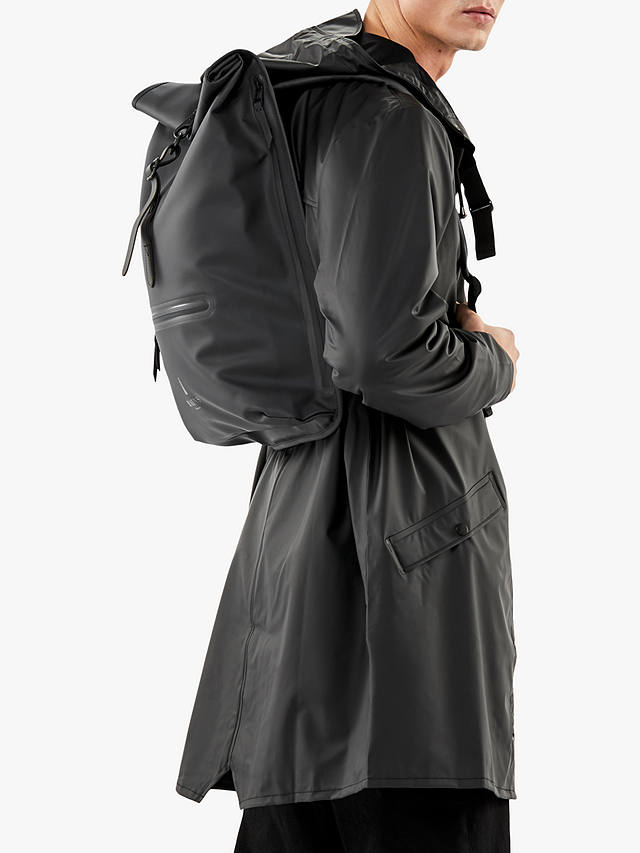 Rains Rolltop Water Resistant Backpack, Black