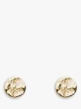 Tutti & Co Coastal Brushed Round Stud Earrings, Gold