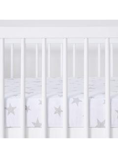 Snüz Baby Star Cot/Cotbed Fitted Sheets, 2 Piece Set, White/Grey