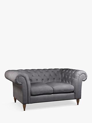 John Lewis Cromwell Chesterfield Small 2 Seater Leather Sofa, Dark Leg