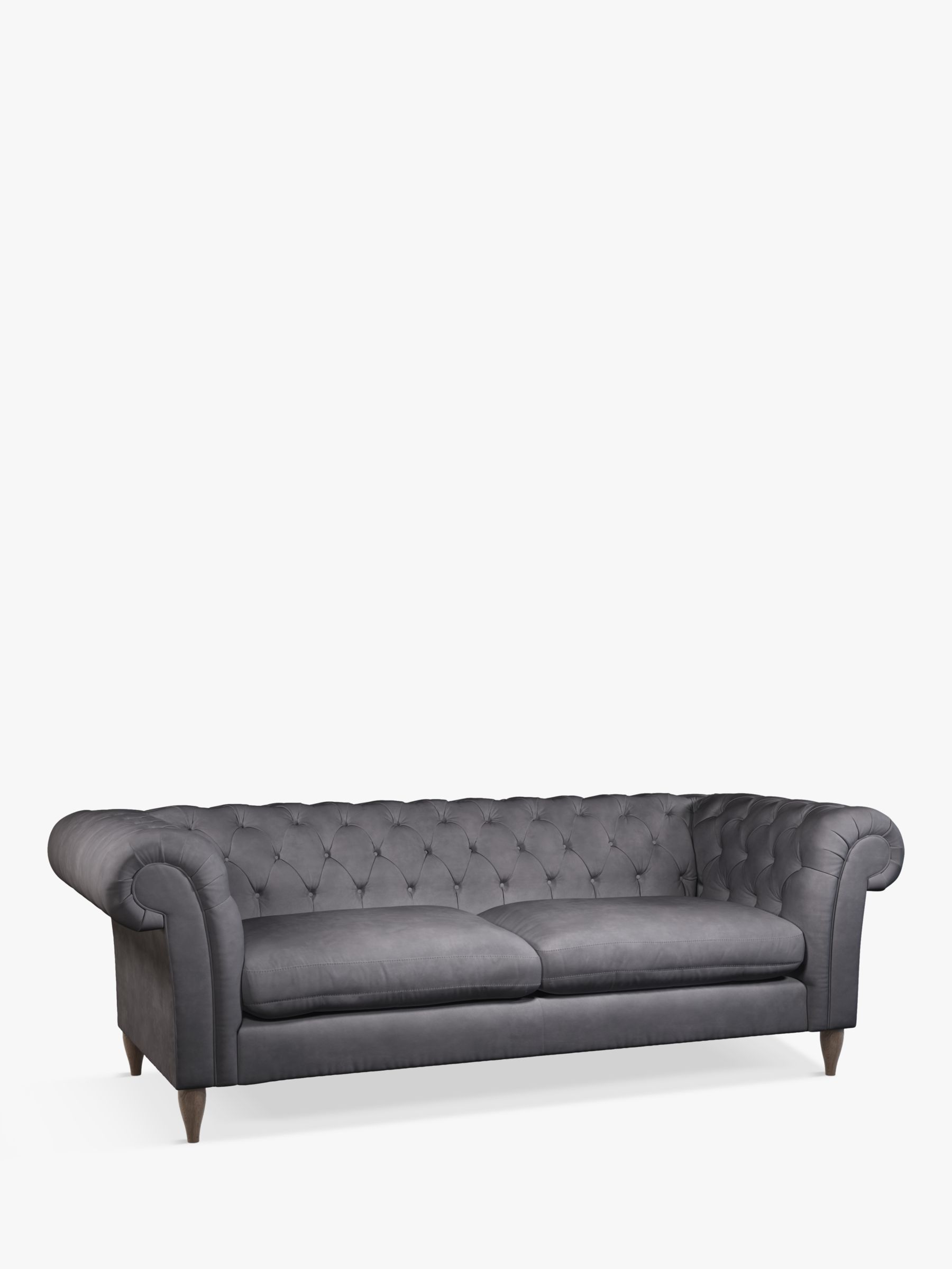 John Lewis Cromwell Chesterfield Grand 4 Seater Leather Sofa, Dark Leg