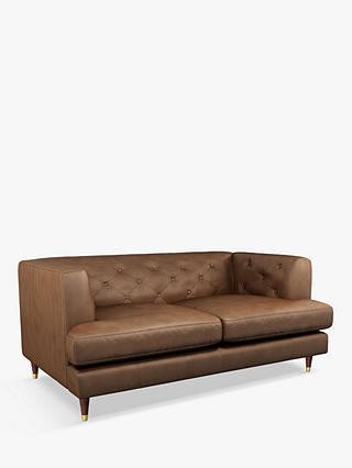 John Lewis Chester Medium 2 Seater Leather Sofa, Dark Leg